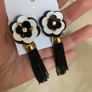 NEW Kate Spade Floral Earrings Black/White